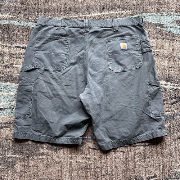 Men's Carhartt Grey Fatigue Cotton Canvas Cargo Utility Work Shorts Sz 42 B147 - Picture 1 of 6